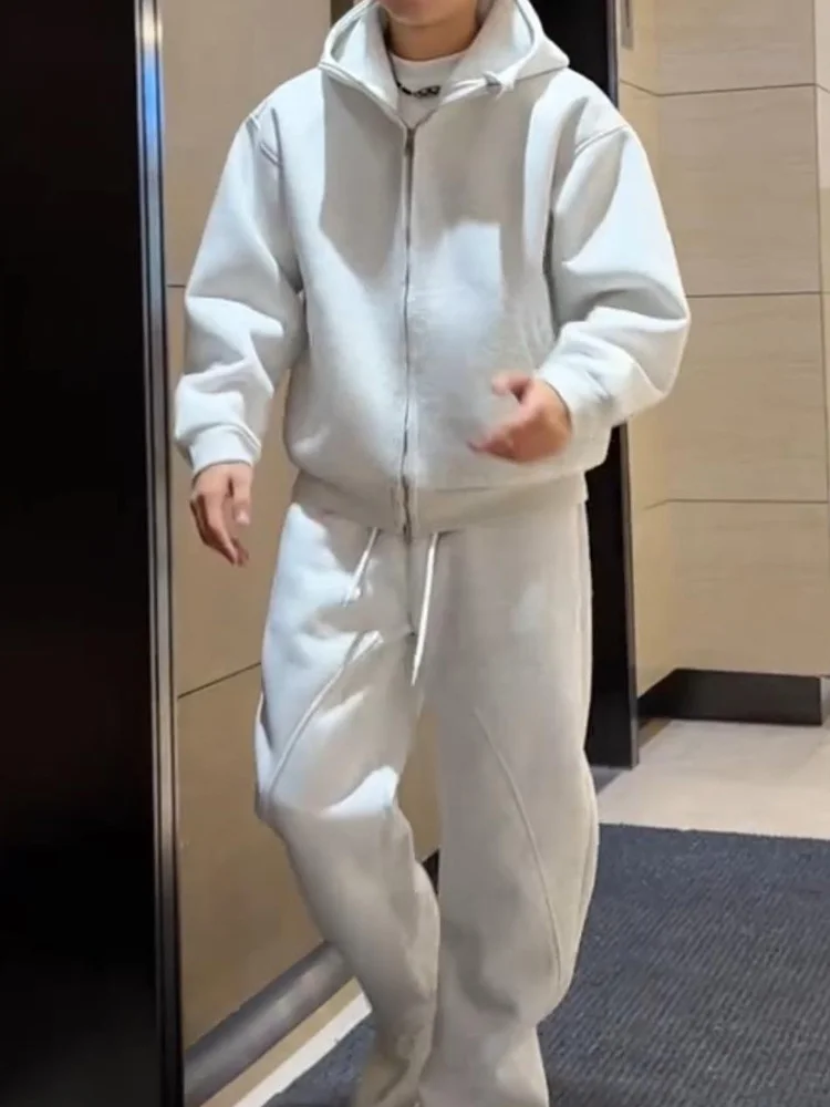 

Men's plus Size Fce Lined Thiened Hoodie Sweatirt And Straight Leg Pants Autumn Winter Casual Sportswear Set