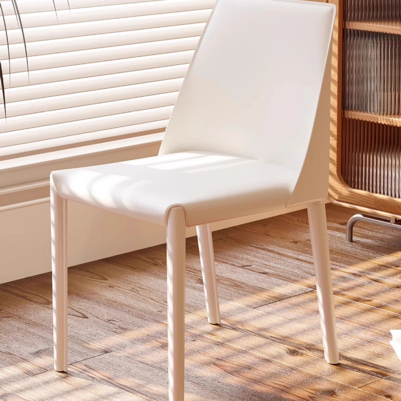 

Italian minimalist saddle leather dining chair, modern light luxury commercial, backrest chair
