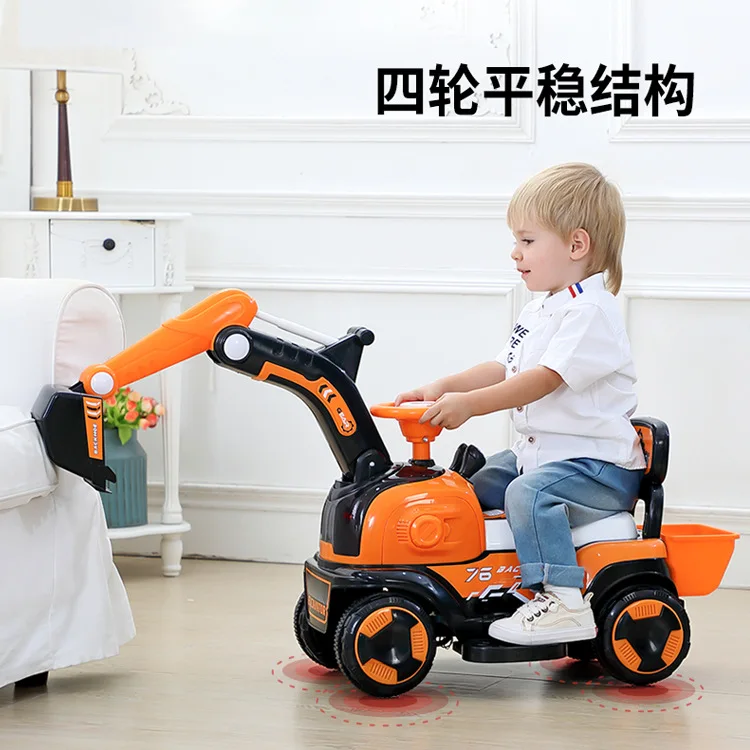 Excavator Toy Car Engineering Vehicle Boy Oversized Can Sit and Ride Excavator Children\'s Electric Excavator Can Sit on People