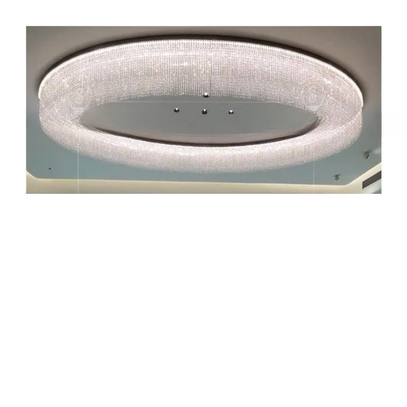 

Living room main lamp crystal chandelier Italian modern simple atmosphere villa large flat oval dining room lamp