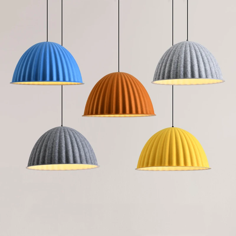 

Nordic Simple Modern Office Exhibition Restaurant Creative Pumpkin Shaped Semicircular Sound Absorbing Felt Chandelier