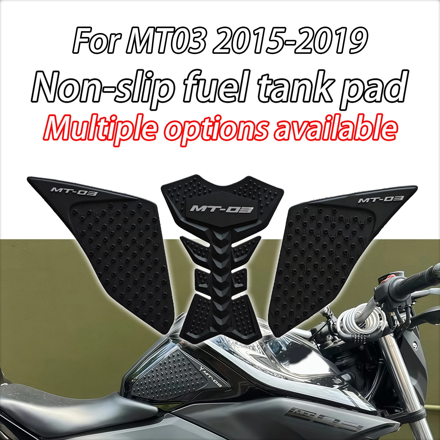 Compatible with Yamaha MT03 MT-03 2015-2019 Rubber Non-Slip Tank Traction Pads Scratch-Proof Stickers Heat-Resistant Side Sticke