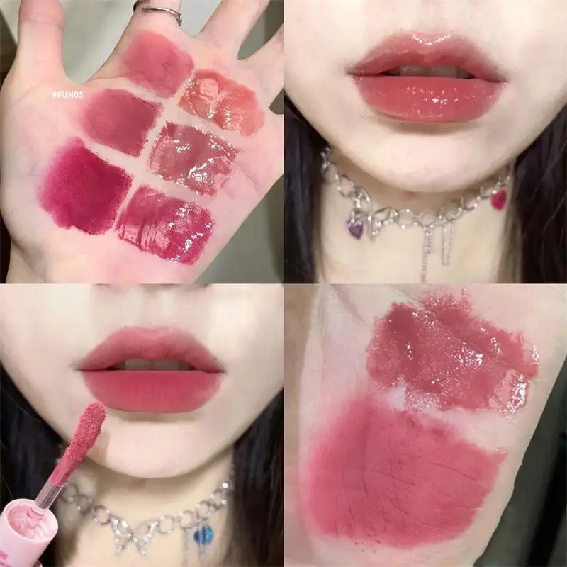 "Double End Lip Glaze Full Gloss Mirror And Matte Velvet Long Term Color And Moisture Lip Gloss Anti Stain Cosmetic Lip Glaze