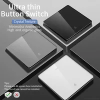 Ultra Thin Glass Wall Switch EU UK Standard 16a Socket Large Panel Wall Light Square Switch Socket 86mm Home Hotel Decoration