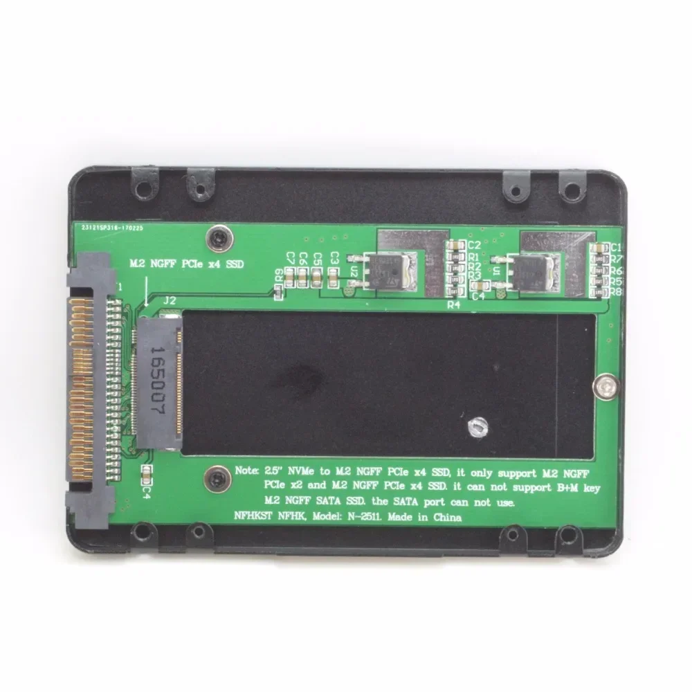 SFF-8639 NVME U.2 to NGFF M.2 M-Key PCIe SSD Case Enclosure Converter for Mainboard Replace Intel SSD 750 p3600 p3700 Black
