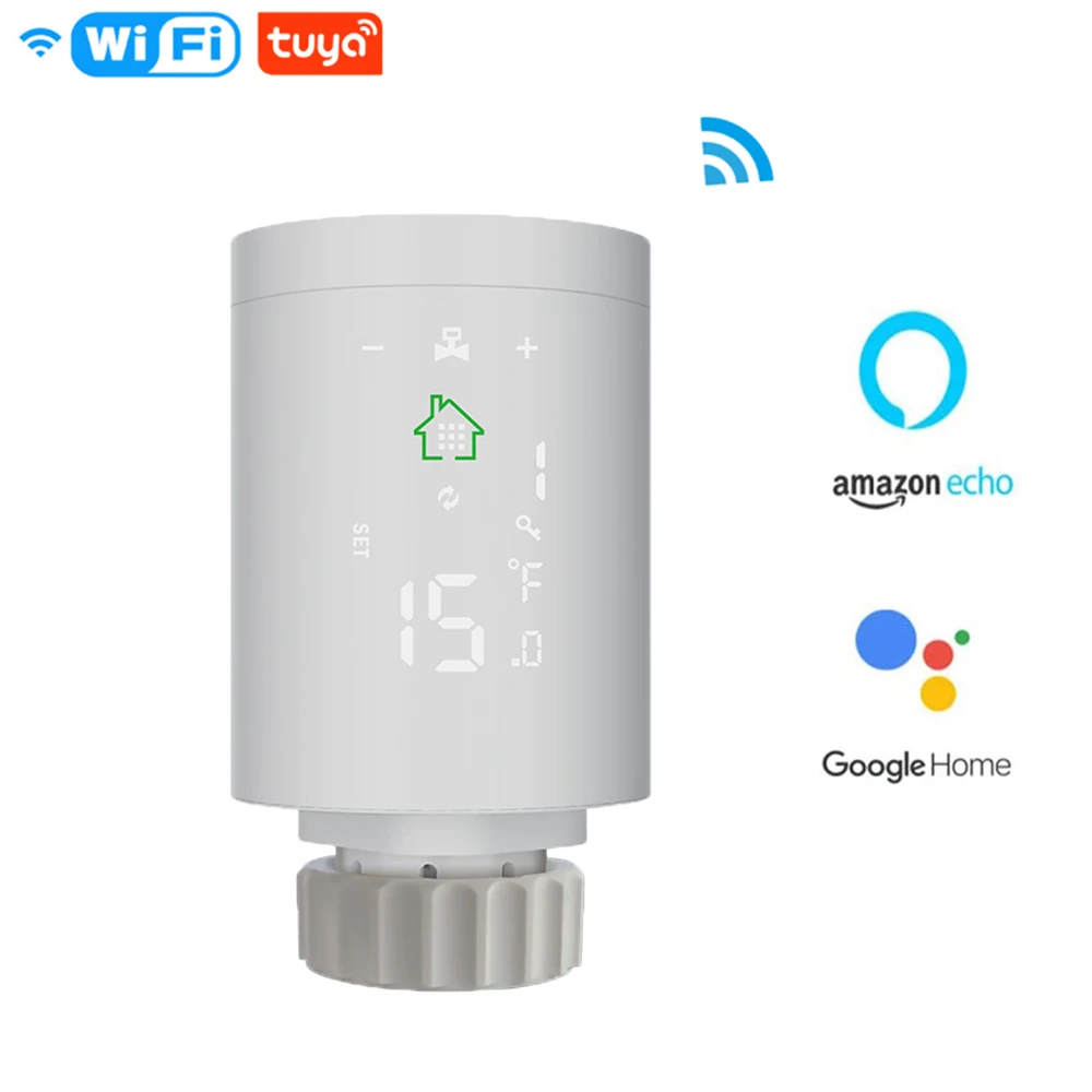 Termostato inteligente Tuya Zigbee 3,0 TRV, actuador de radiador, válvula, cabezal térmico, controlador de temperatura programable, Alexa y Google