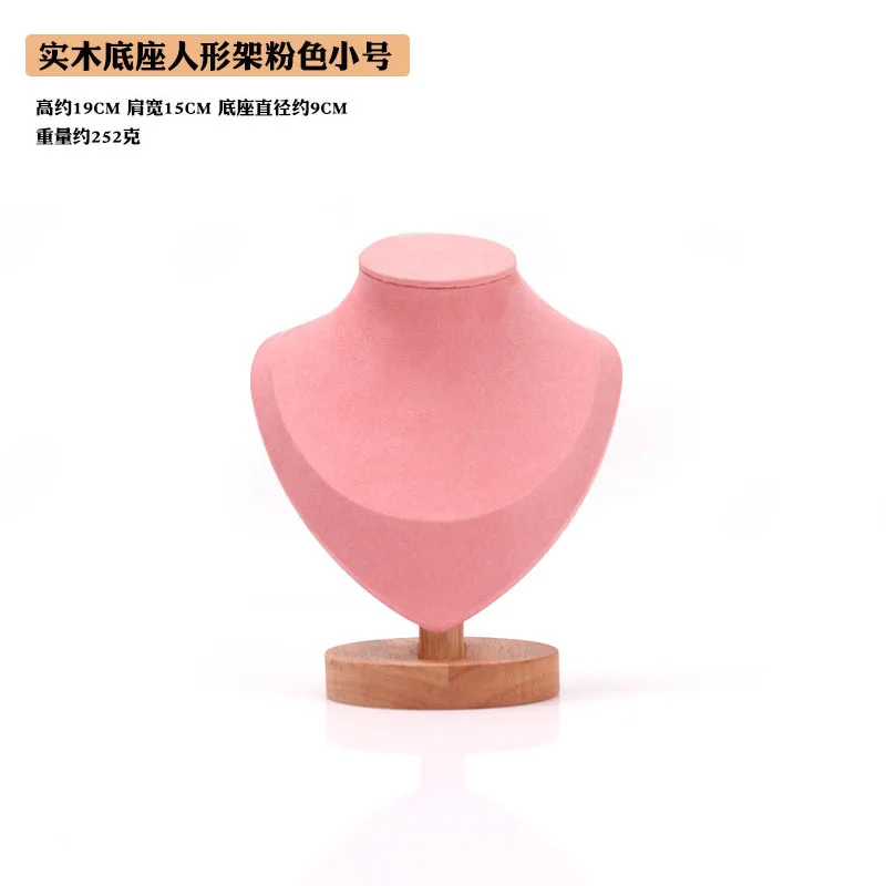 Jewelry Bust with Wooden Base Display Holder Stand Display Necklace Mannequin Model for Bedroom Retail Stores Countertop Shows