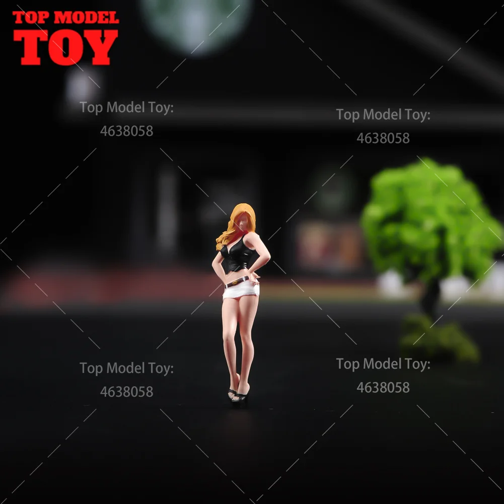 Painted Miniatures 1/64 1/43 1/87 Long Hair Beauty Fashion Girl Female Scene Props Figures Model Unpainted For Cars Vehicle Toy