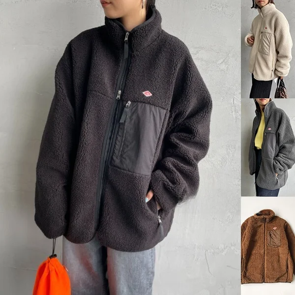 Japan fashion 24 Autumn and Winter  Lamb Wool Warm Outerwear Stand Collar Cardigan Simple and Versatile Loose Men's and...