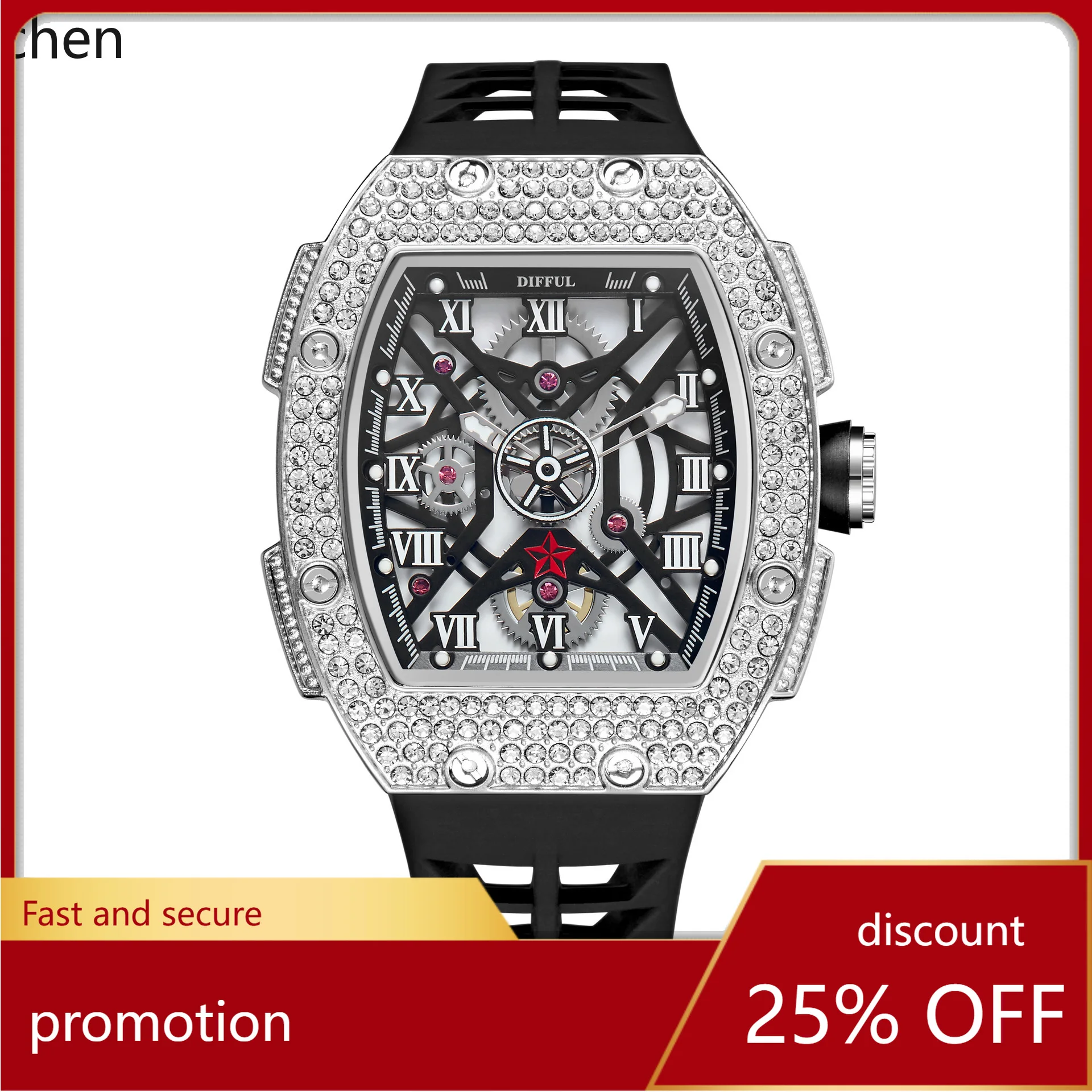 ZML New Business Men's Watch with Running Seconds and Hollow Design Quartz Movement