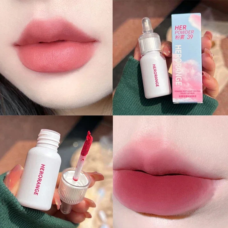 

Heallor Cute Small Milk Bottle Velvet Matte Lip Mud Moisturizer Non-Stick Cup Lipstick Waterproof Long Lasting Lip Tint Lipgloss