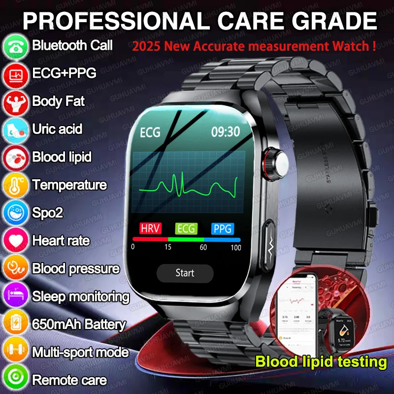 

2025 New Precise ECG Laser diagnosis Blood Pressure Smart Watch Body Organs Monitor Blood oxygen Bluetooth call Smartwatch Men