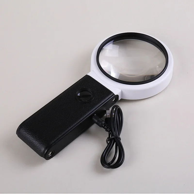 Handheld Scale Magnifying Glass with Led Lights Table Lighted Repair Magnifier Lamp Elderly People Newspaper Helping Hand Loupe