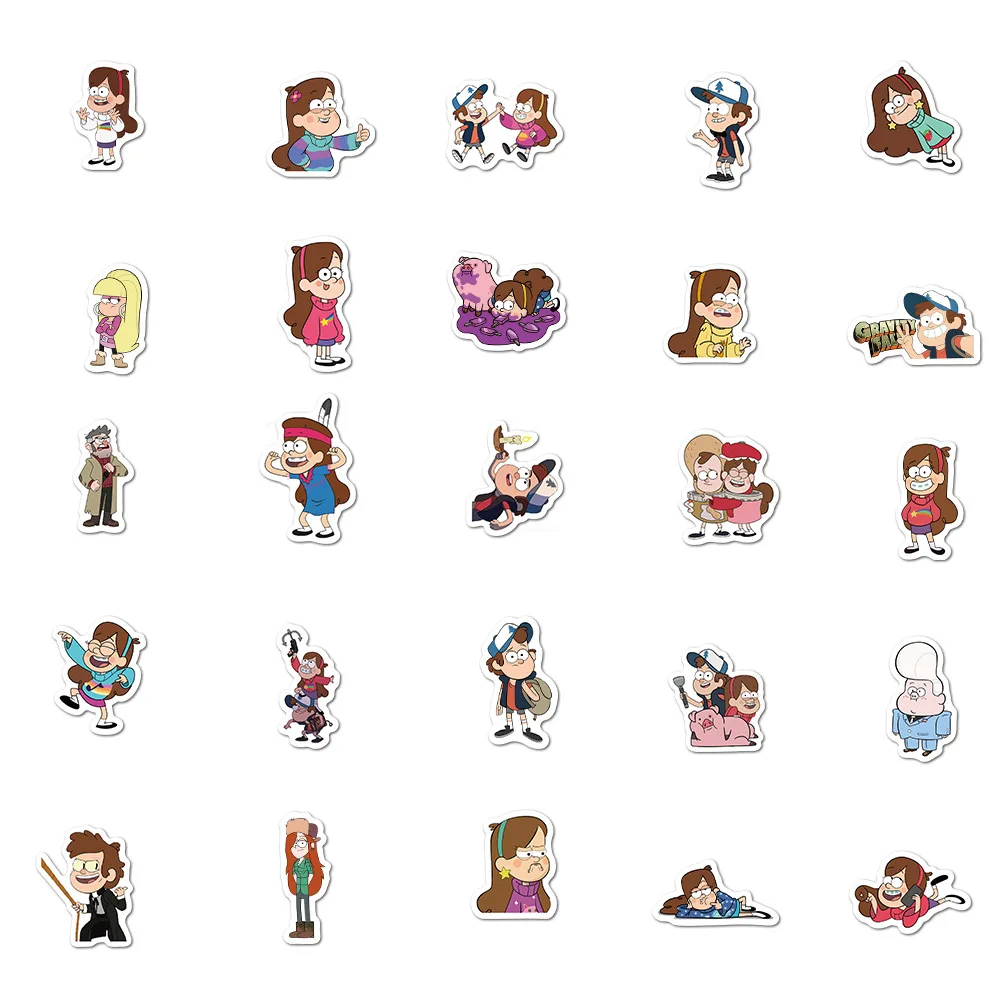 10/50Pcs Disney Cartoon Gravity Falls Stickers Skateboard Guitar Laptop Luggage Phone Funny Anime Sticker Children Gift Toys