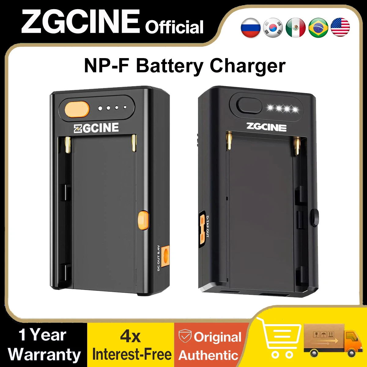 ZGCINE NP-F Battery Charger USB-C PD Fast Charging LED Indicator 1/4 Screw for Sony NP-F550 NP-F750 NP-F970 Camera Monitor Light