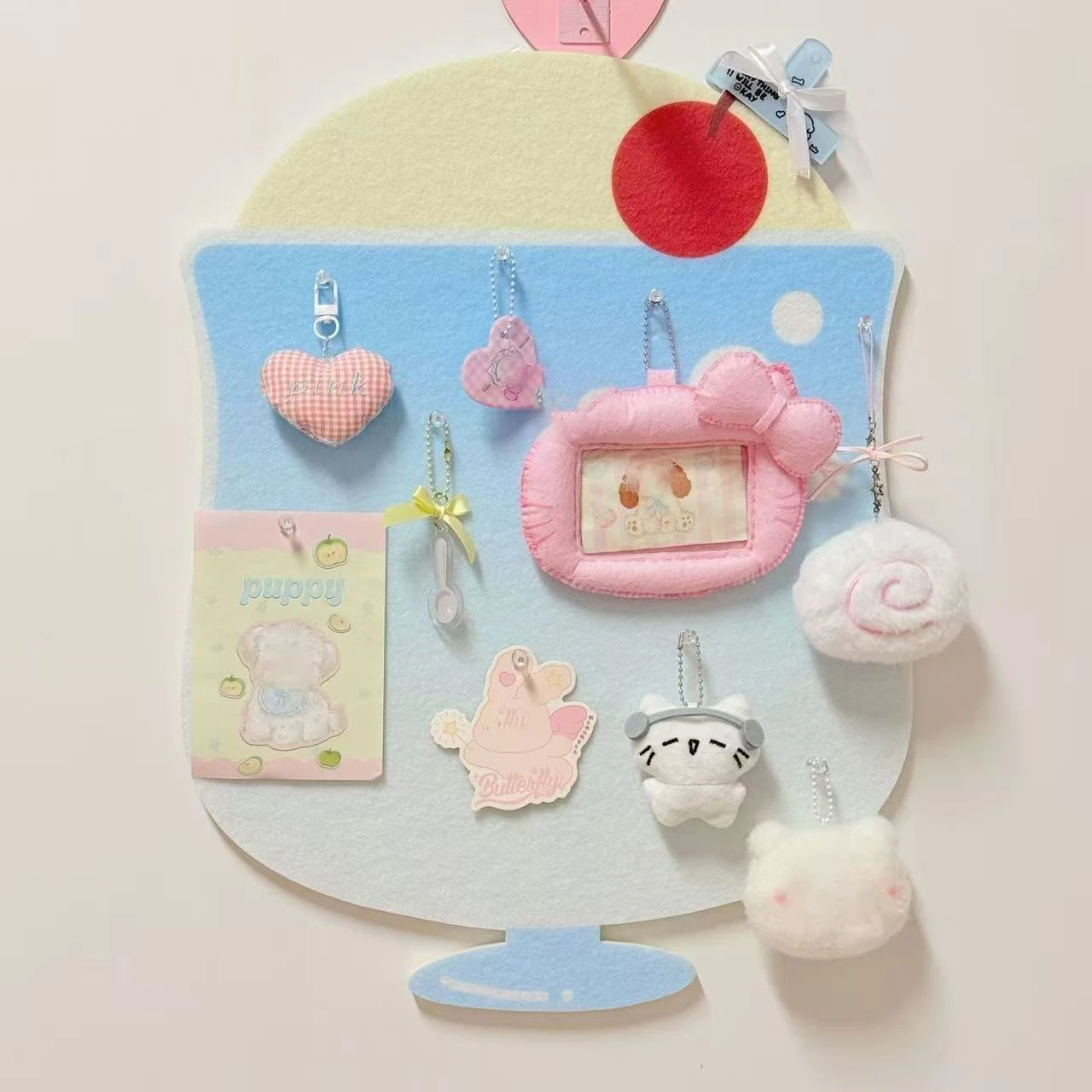 New Cute Summer Cherry Soda Felt Board Pain Board Small Card Felt Board Photo Wall Punch free Decorative Board Decorative Board