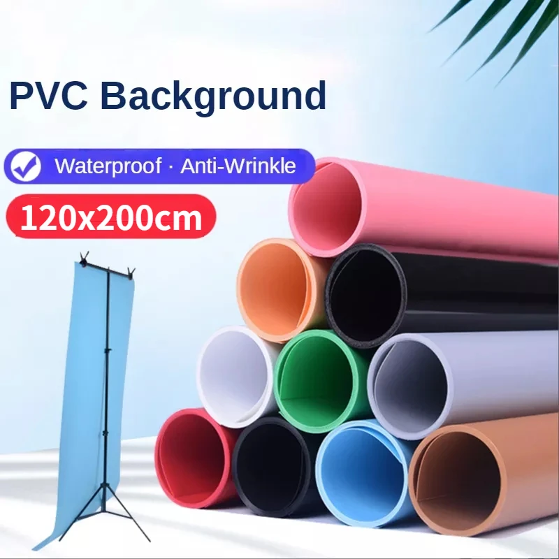 PVC Background Plate Photography Backdrop Waterproof Anti-wrinkle Black White Gray Pink Blue 120*200cm Solid Color Matt Frosted