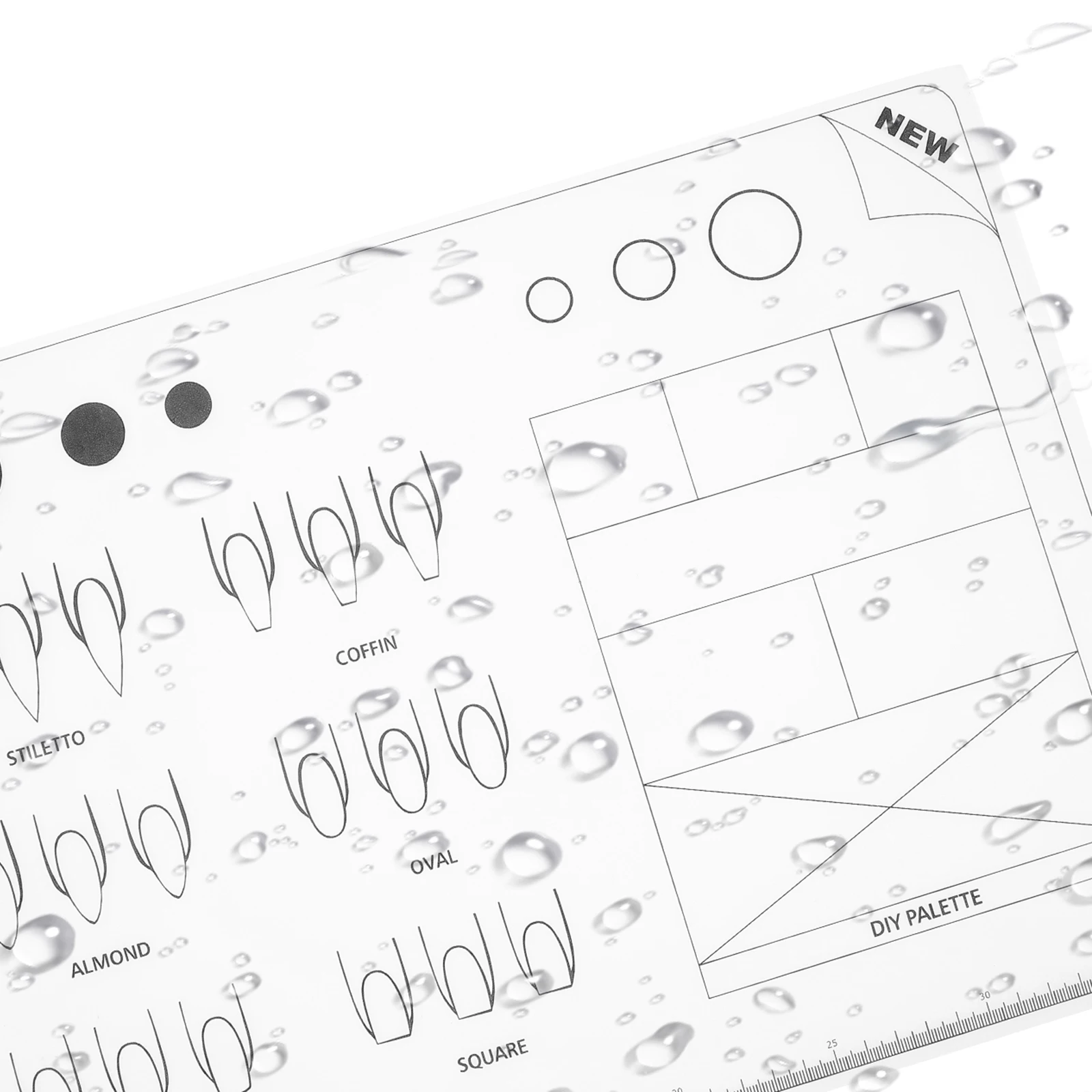 アクリルネイルマット シリコン製練習シート アプリケーション練習用 ネイルアートビーズサイズ学習 アクリルマニキュアマット