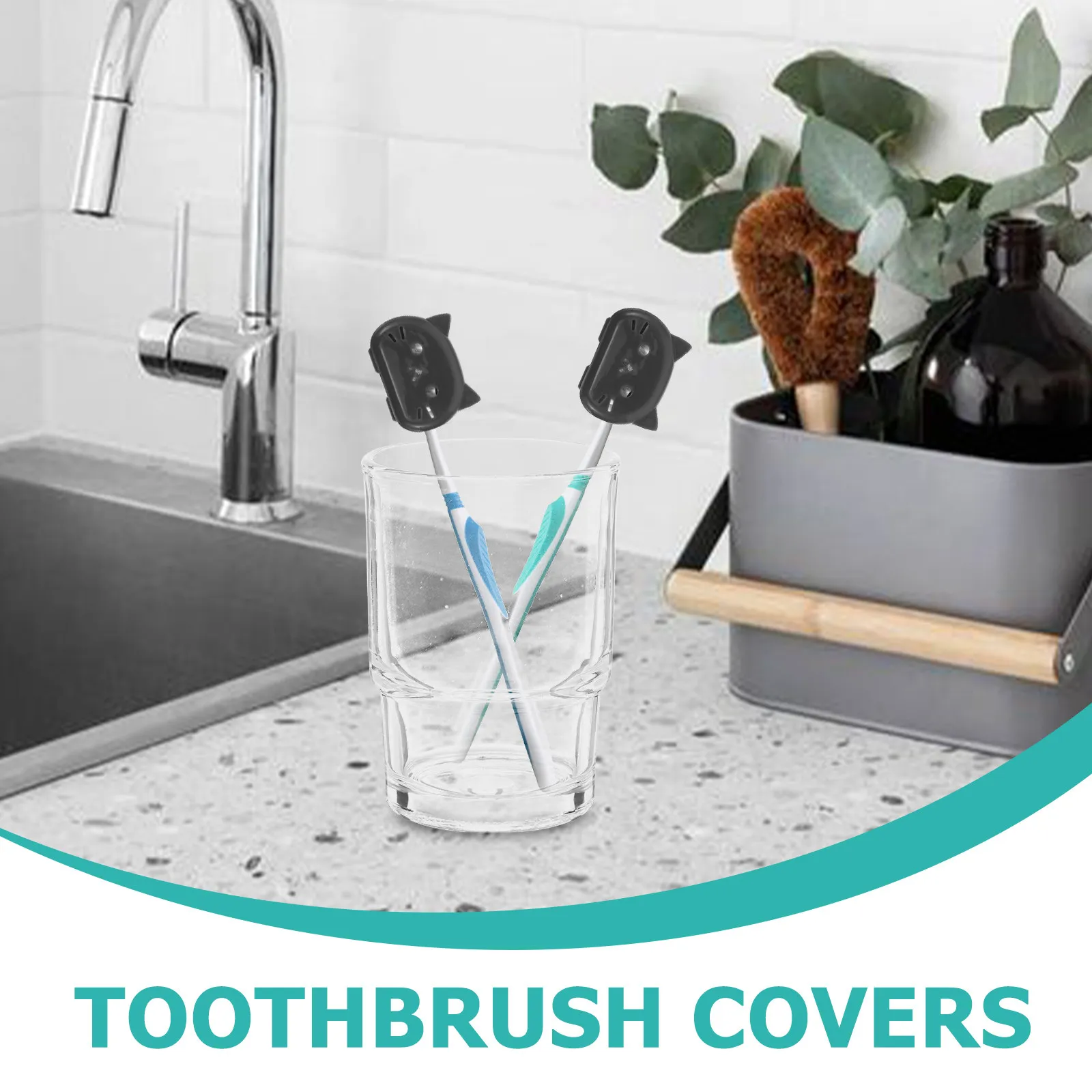 16Pcs Travel Toothbrush Covers Cat Shape Protective Caps Manual Brush Head Storage Black White Portable Animal Toothbrush Case