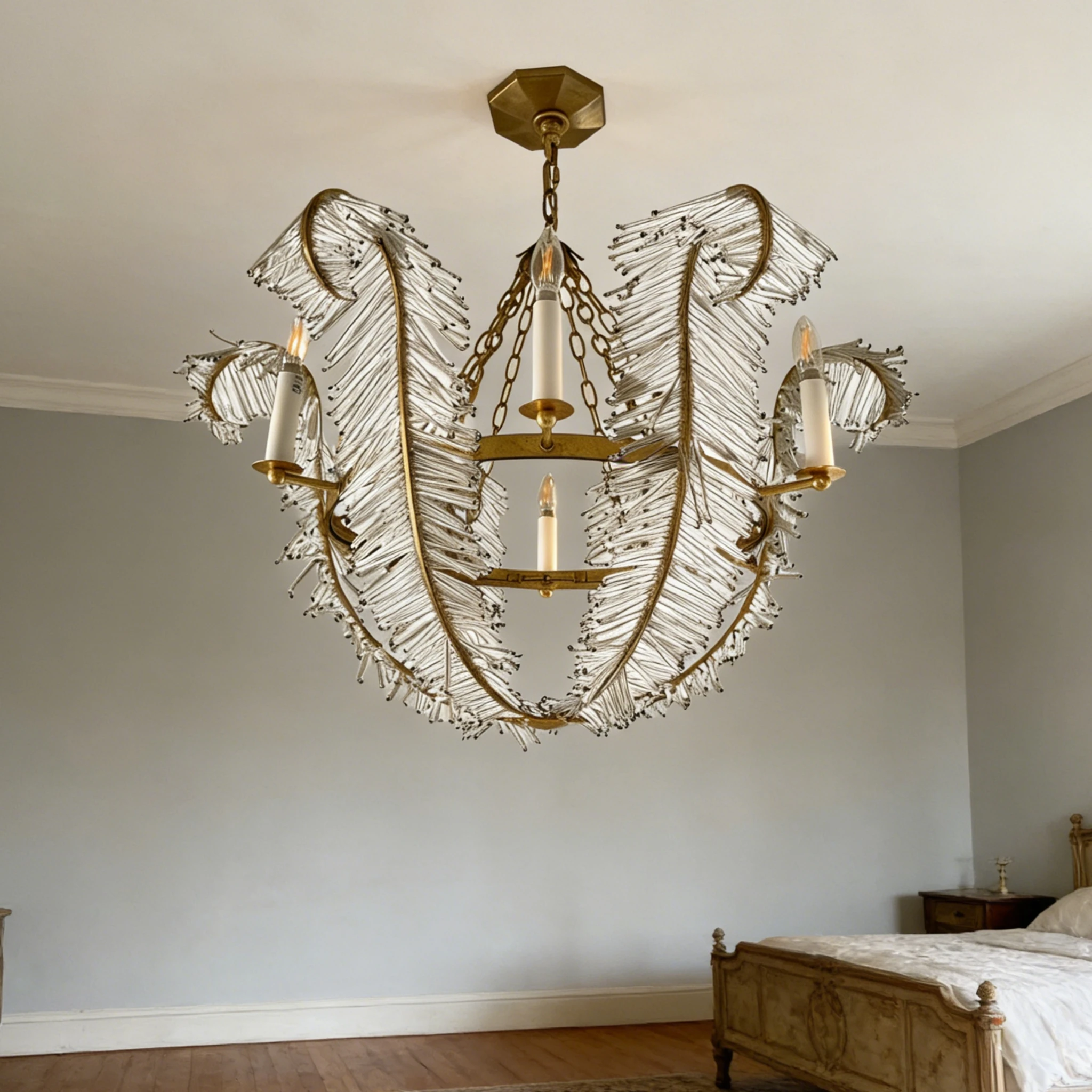 

Большая золотая позолоченная хрустальная люстра-светильник в форме пальмы, потолочный светильник для спальни и гостиной, подвесная лампа, роскошное ретро-освещение для бара