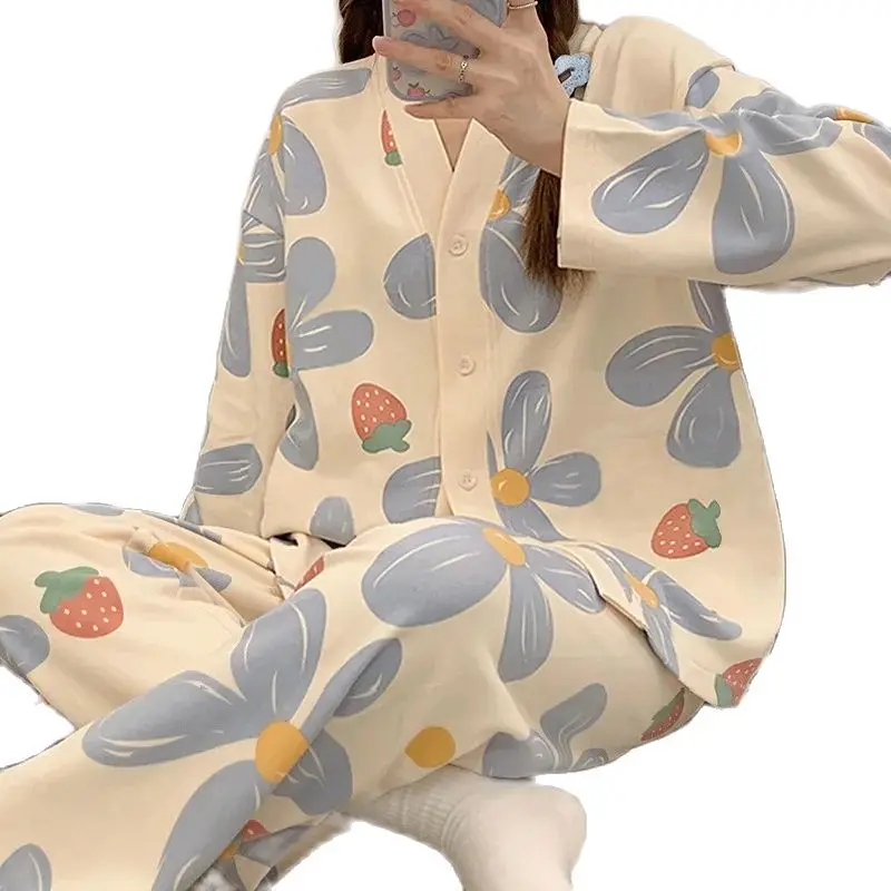 Wiosenna i jesienna nowa piżama damska Garnitur Homewear Damska odzież domowa z długimi rękawami Modele jesienne i zimowe Garnitur Homewear — zdjęcie 2