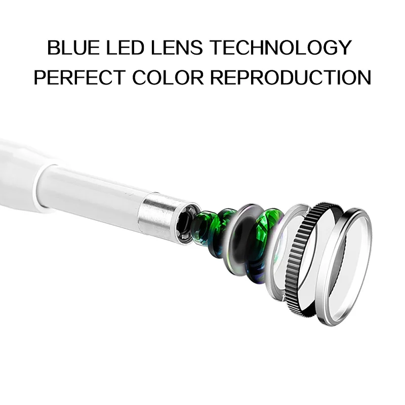 5.5mm Wireless WIFI Earpick Endoscopio CMOS Periscopio Rimozione cerume HD Earscope Cleaner Ispezione Orecchio Camera
