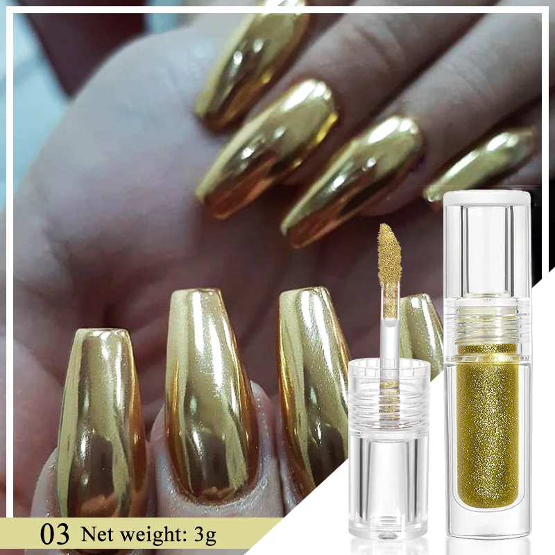 Nail Liquid Mirror Powder 3g Liquid Metallic Mirror Effect Semi-permanent Varnish Magic Laser Permanent Need Top Gel Coat