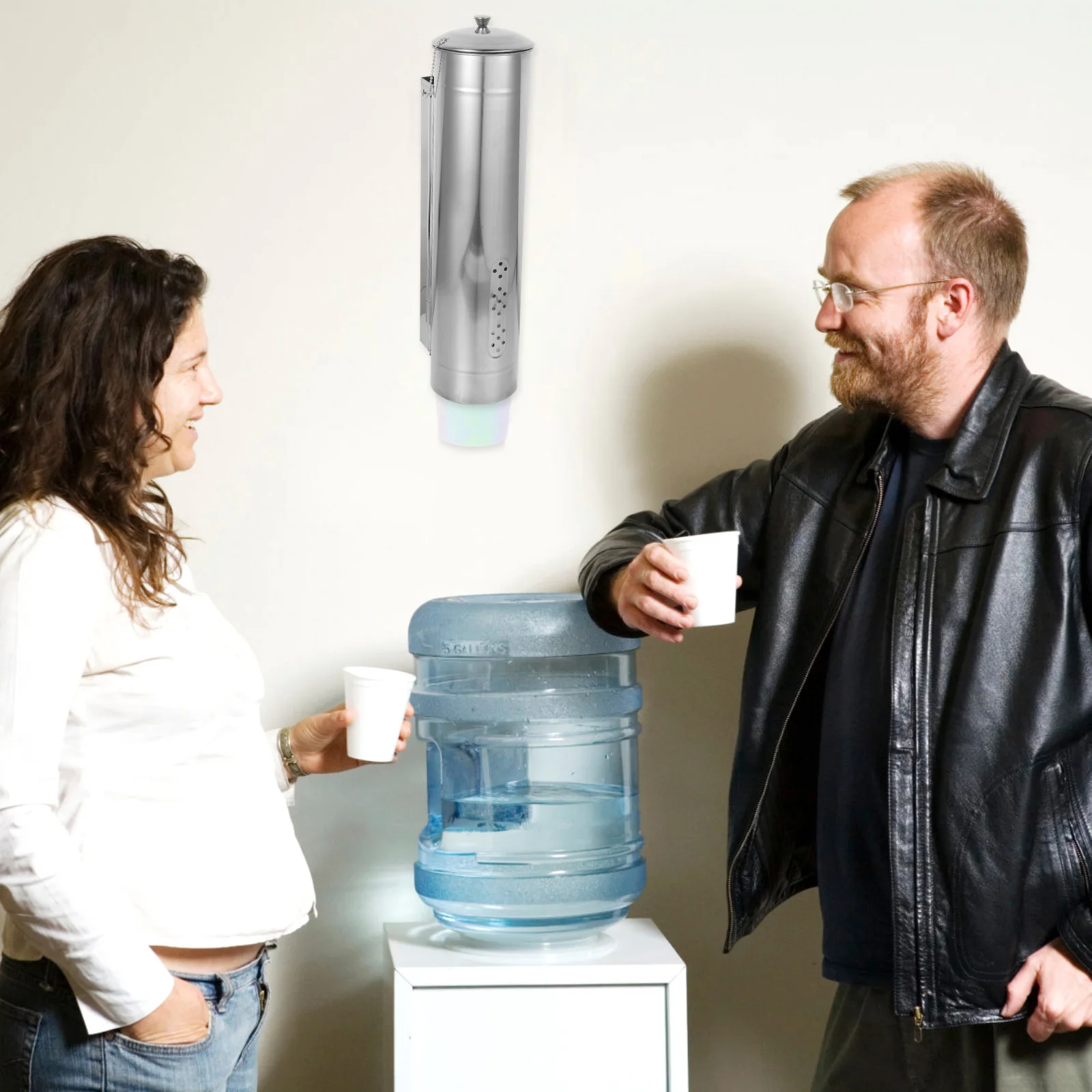 

Wall Mounted Stainless Steel Cup Dispenser No Punch Design for Home Kitchen Hotel Cafe Easy to Install Plastic Cup Holder