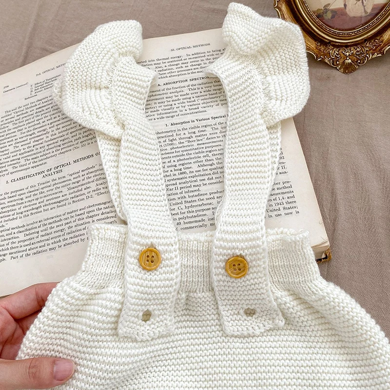 Autumn Spring Baby Girl Clothing Newborn Baby Girls Bodysuits+Hat Sleeveless Solid Color Knitting Infant Baby Girls Jumpsuit