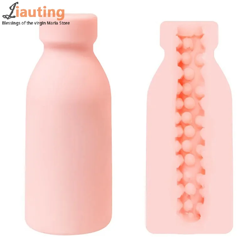 زجاجة الحليب شكل ذكر جهاز استمناء TPE الاستمناء لينة المصباح المهبل الانتفاخ الكبار الجنس لعب للرجال القضيب المدرب #5