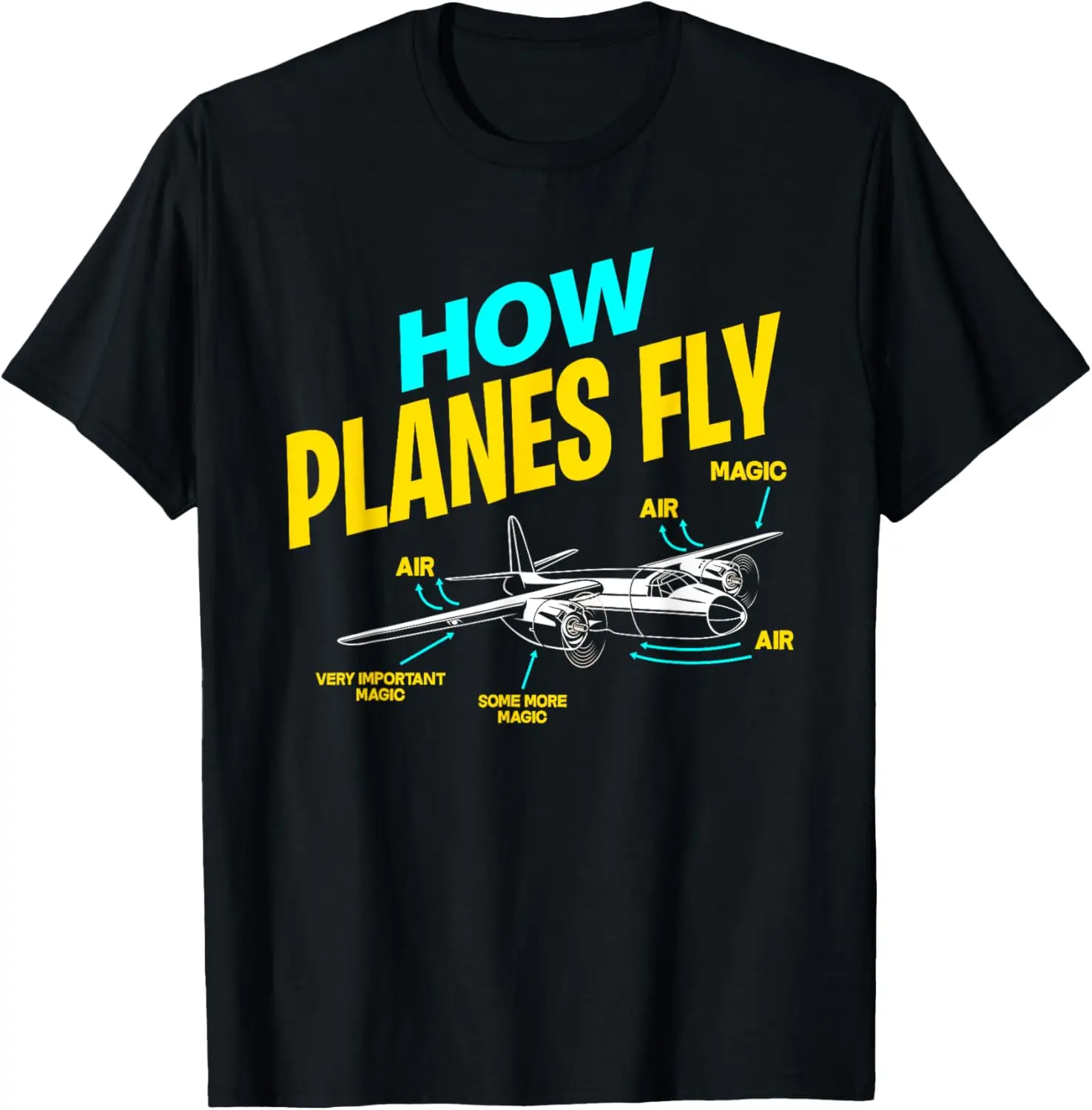 How Planes Fly - Aircraft Engineer Gift T-Shirt Short Sleeve Casual 100% Cotton Shift