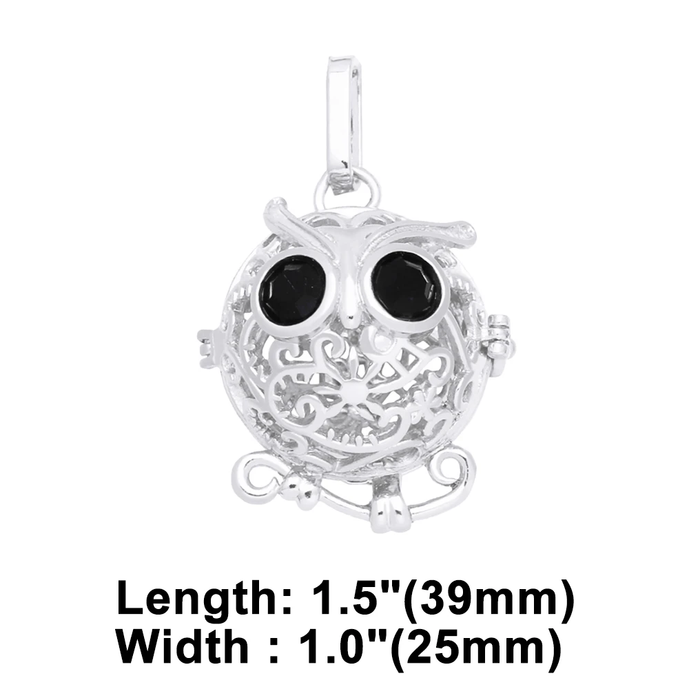 OCESRIO Retro Cute Owl Harmony Ball Pendant for Necklace Copper Gold Plated Wishing Ball Jewelry Making Supplies pdtb134