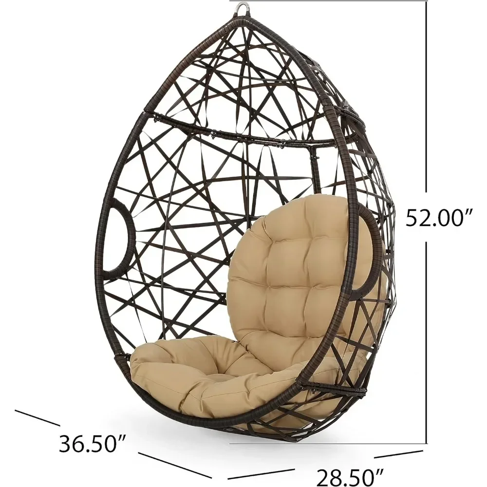 Garden Chairs, willow tear drop hanging chair, suitable for outdoor, brown