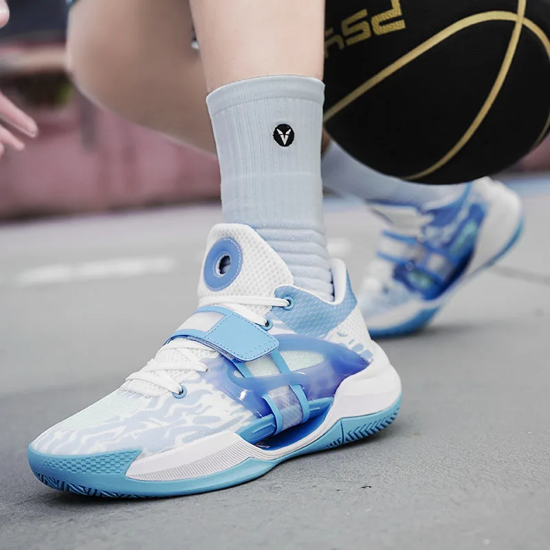 R4E Technology Sound Basketball Shoes Kids Sneakers Wear-resistant Shock-absorbing Rebound Trainers Actual Combat Non-slip