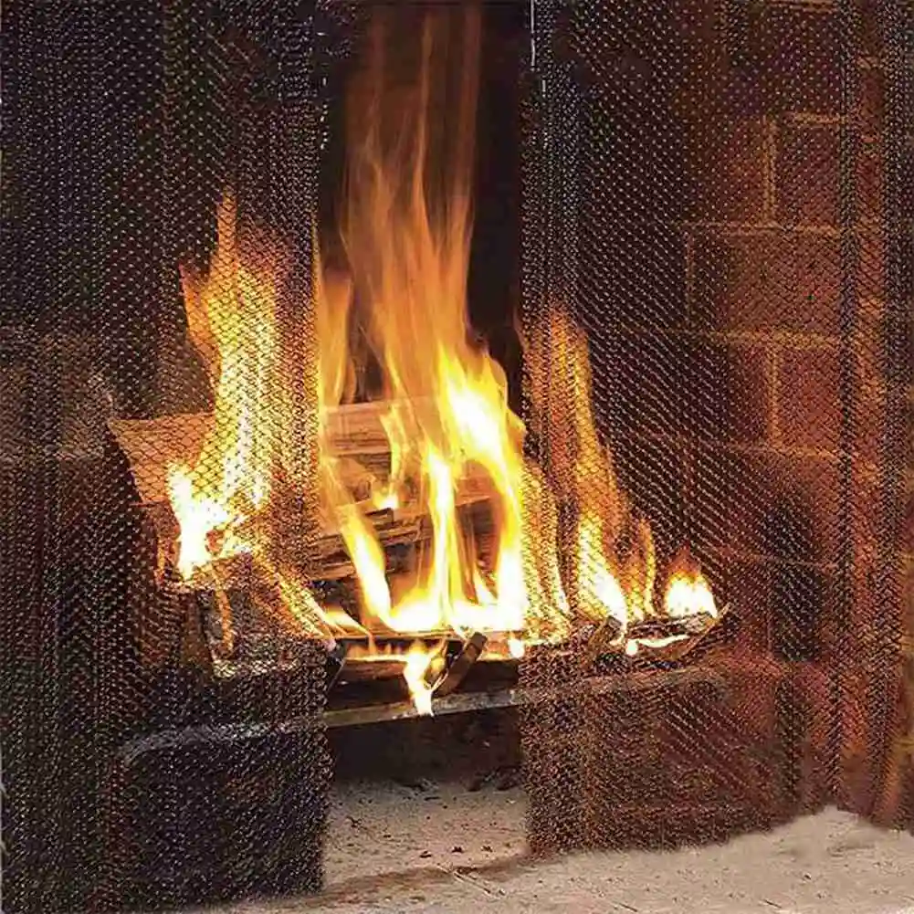 ABMO For Wood-Burning Fireplace Accessories-Mesh Curtains, Screens& Partitions-For Fireplace Decoration