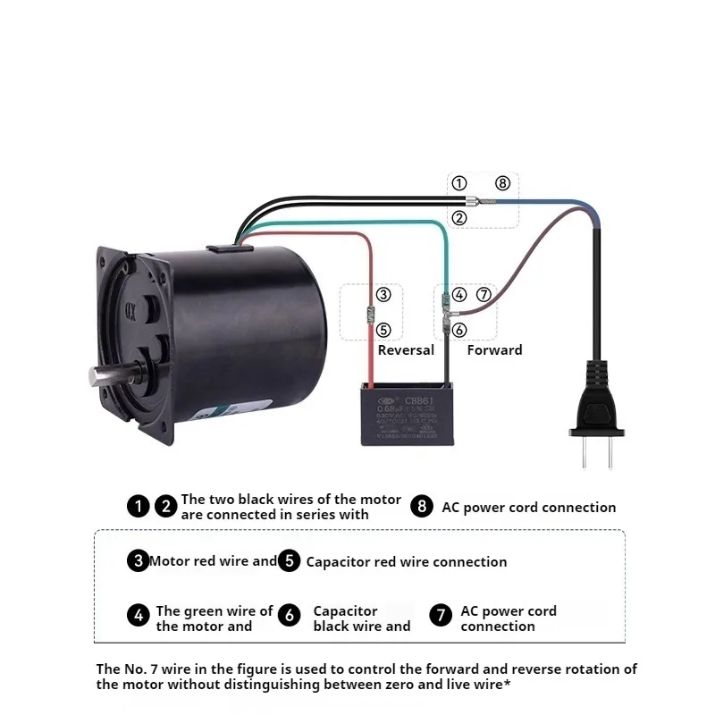Permanent Magnet AC Synchronous Motor 5-110 RPM AC220V 60W Reversible Eccentric Shaft for Industrial Machinery/Home Appliances