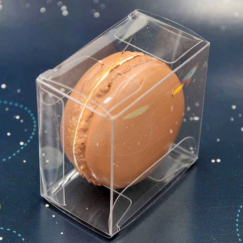 

50Pcs Clear Macaron Box Plastic Candy Packing Box for Bridal Shower Engagement Party Favors Chocolate Cookie Holder