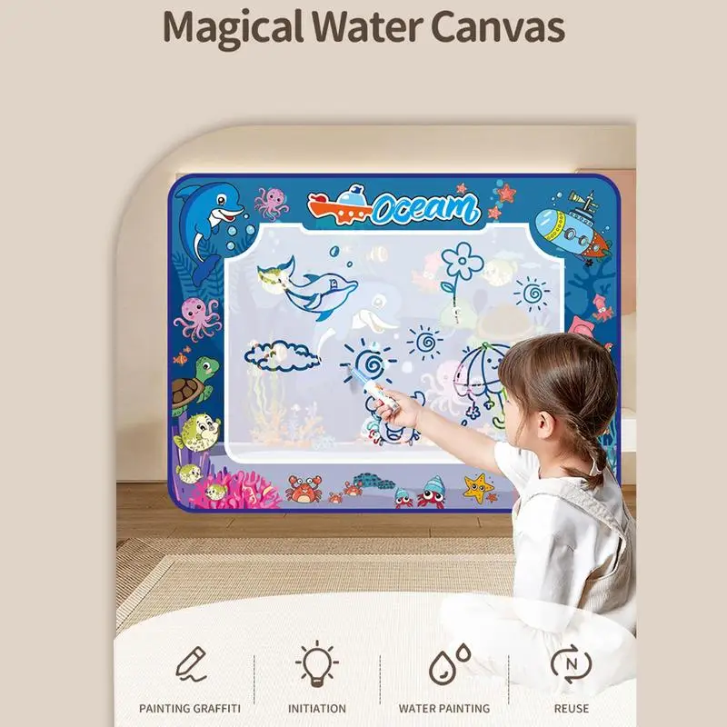 Water Doodle Mat Reusable Painting Writing Doodle Board Toy Washable Toddler Painting Writing Cloths For Children Girls Family