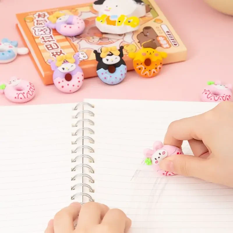 Sanrio Hello Kitty Donut Eraser Learning Rewards Kindergarten Creative Stationery Small Gifts Cute School Supplies Wholesale