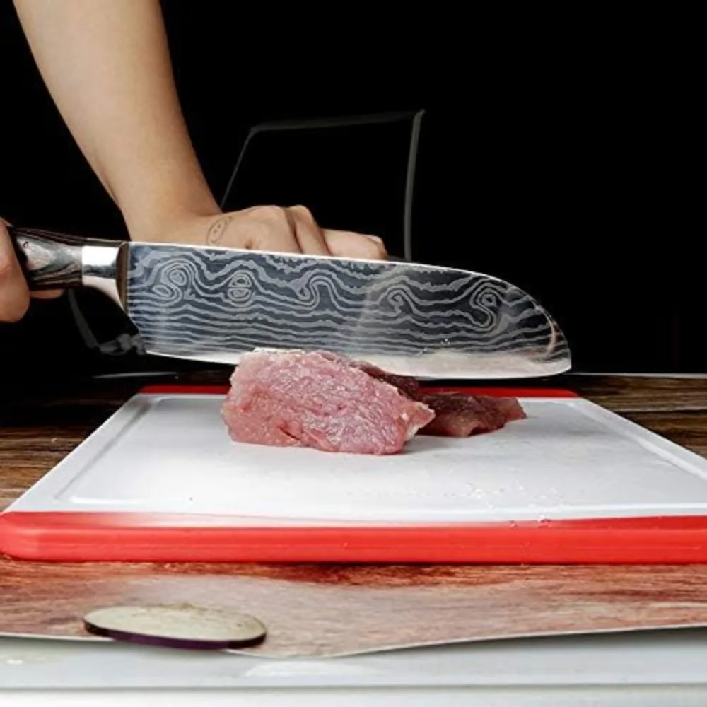 Couteau multi-usages japonais, couteau d'office en acier inoxydable, couteau de Chef à manche en bois pour couper des Fruits et légumes