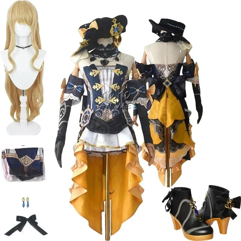 ❤ Juego Genshin Impact Navia Cosplay disfraz peluca vestido uniforme Fontaine Spina Di Rosula sombrero pendientes guantes collar fiesta ★ ❤ ★