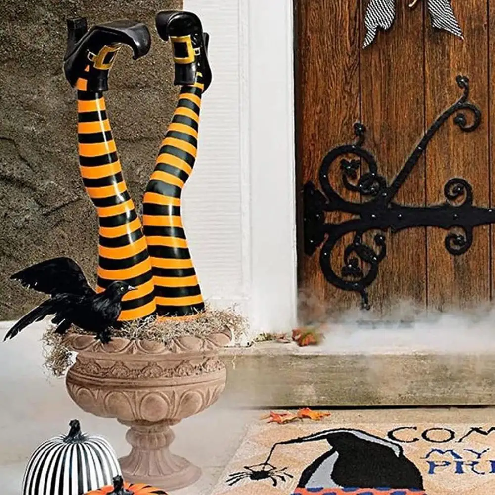 

1 пара реквизита для ног злой ведьмы на Хэллоуин, садовый пуховый орнамент, двор 2025 с перевернутым украшением, ножки волшебника, новый Boo A2A3