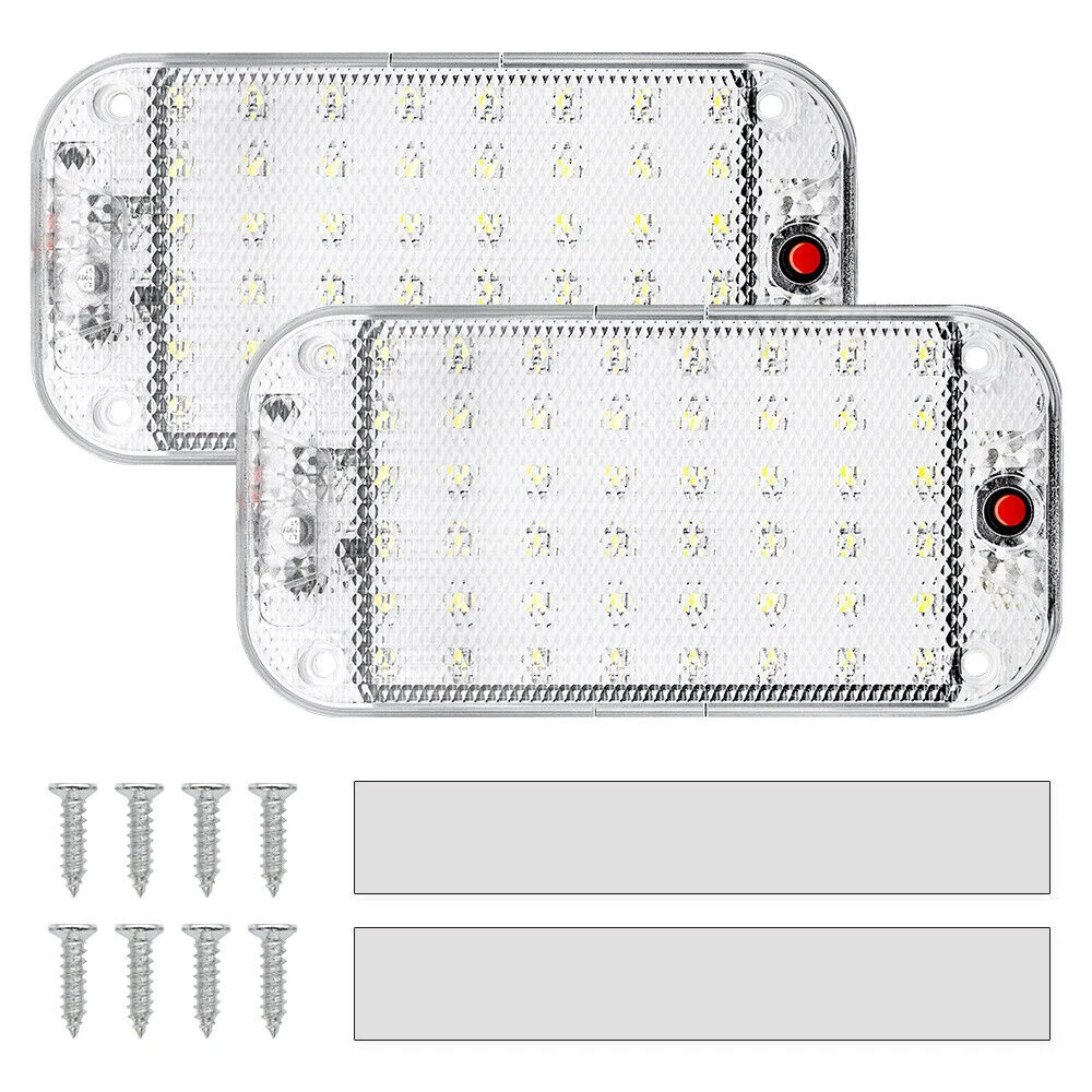 โคมไฟในบ้านรถยนต์สว่างไฟติดเพดานอเนกประสงค์พร้อมสวิตช์เปิด/ปิด48LED ไฟภายในโดมสำหรับรถบรรทุกกล่องตั้งแคมป์เรือ RVs