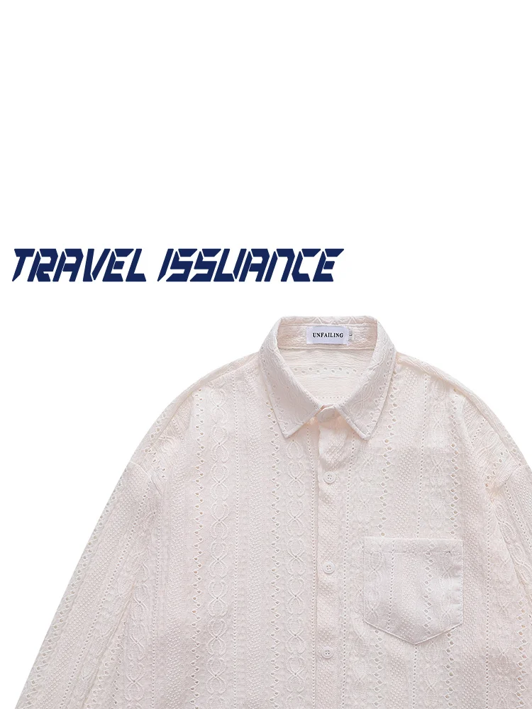 

Travel Issuance Vintage Loose Fit Long Sleeve Casual Shirt Breathable Pure Color Comfortable Polyester Cotton Blend Shirt