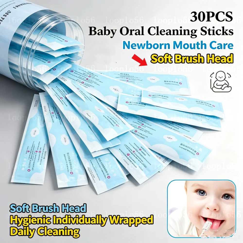 30PCS Baby mouth cleaning stick Disposable detergent Milk Tooth Veil toothbrush Baby tongue wash newborn baby teeth care Tool