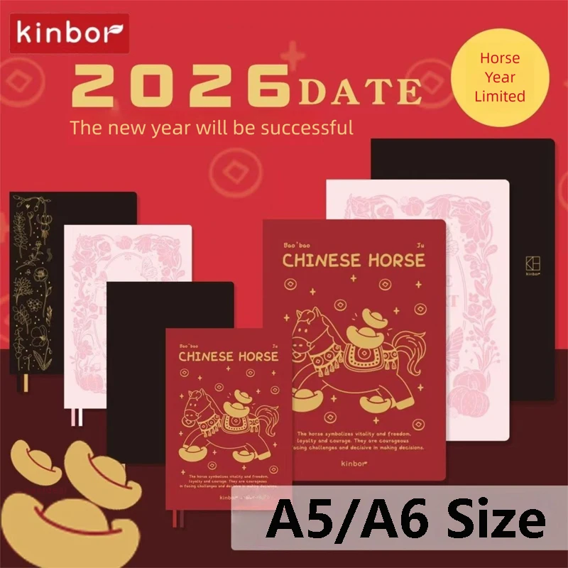 2026 Kinbor Perencana Mingguan Desain Fashion A5 A6 Buku Catatan Jurnal Waktu Harian Agenda Jadwal Menulis Buku Perekam