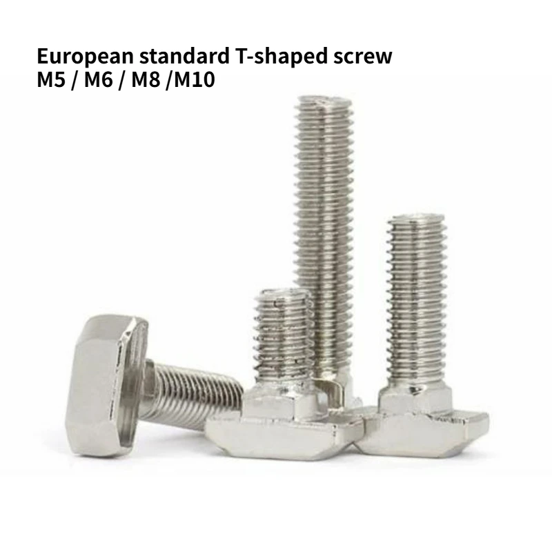 M5 M6 M8 M10 304 Stainless Steel Hammer Head T Bolt Screw EU Standard 20 30 40 45 T-Slot Bolts Special for Aluminum Profiles