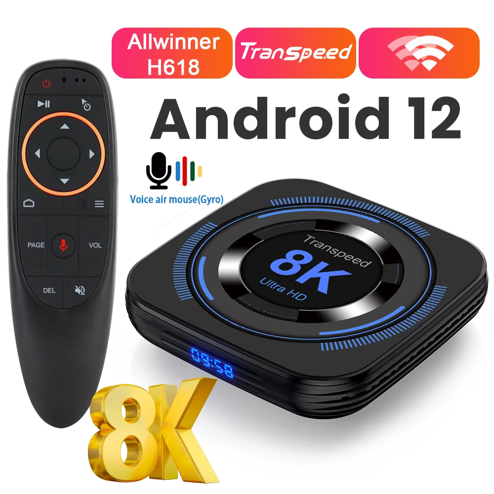 Transpeed  Allwinner H618 Android 12 TV BOX Dual Wifi 32G64G Quad Core Cortex A53 Support 8K Video 4K BT4.0 Set top box