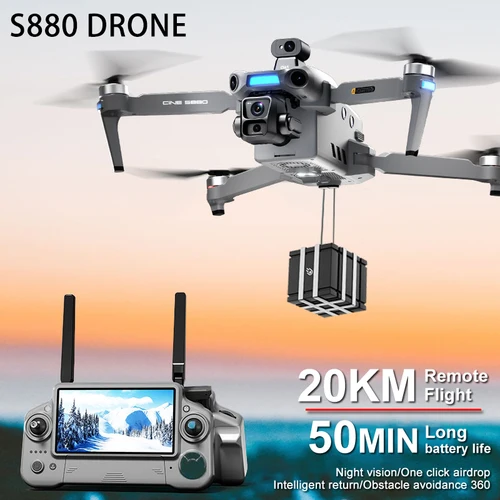 Imagen 1 del producto Nuevo Dron Profesional S880 PRO MAX con GPS con cámara 8K cardán de 3 ejes 5G WiFi sin escobillas RC Quadcopter Control de pantalla Dron de pesca