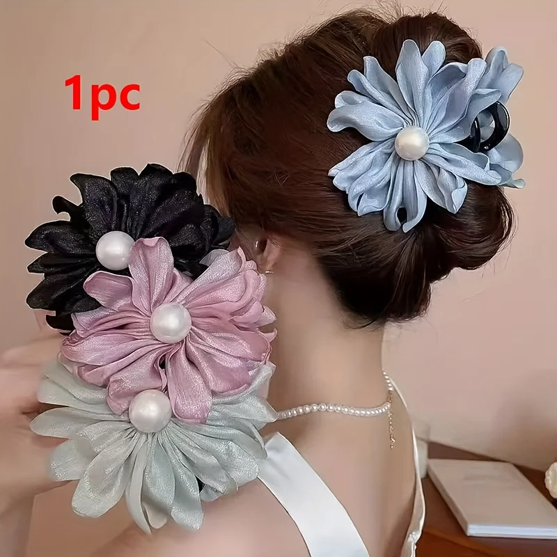 

1pc Fabric Flower Hair Clip for Women, Sweet Style Medium Hairpin - Daily Party Wear, Bun Ponytail Updo, Cute Elegant Gift